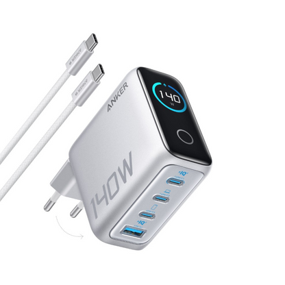 Netzladegerät mit USB-C Kabel Anker Zolo, 140W, 5A, 1 x USB-A - 3 x USB-C, Silber B2697G41