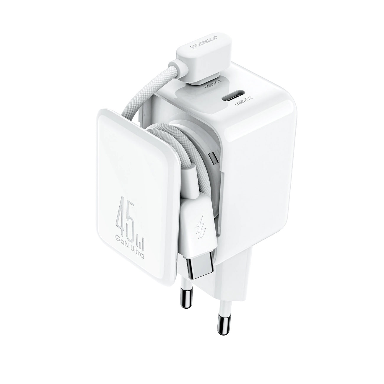 Netzladegerät mit USB-C Kabel Joyroom JR-TCL05, 45W, 3A, 2 x USB-C, Weiß