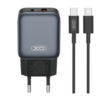 Network Charger with USB-C Cable XO Design L154, 20W, 3A, 1 x USB-A - 1 x USB-C, Black