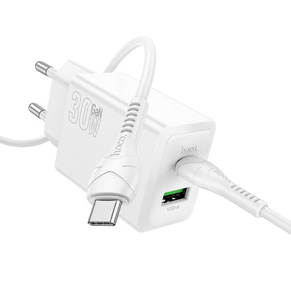 Netzladegerät mit USB-C Kabel HOCO N71, 30W, 3A, 1 x USB-A - 1 x USB-C, Weiß