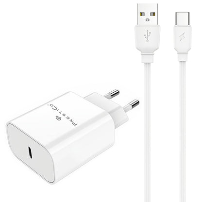 Netzladegerät mit USB-C Kabel Prestico F15S-C, 30W, 3A, 1 x USB-C, Weiß