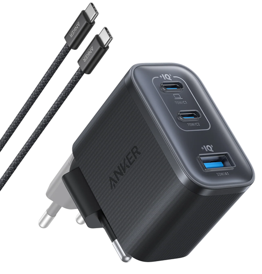 Netzladegerät mit USB-C Kabel Anker Nano, 70W, 3.5A, 1 x USB-A - 2 x USB-C, Grau B121A311