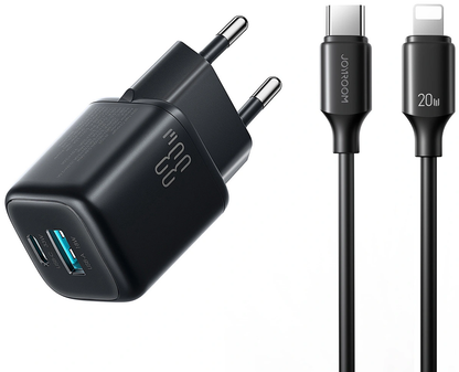 Joyroom JR-TG7 Network Charger with Lightning Cable, 33W, 3A, 1 x USB-A - 1 x USB-C, Black
