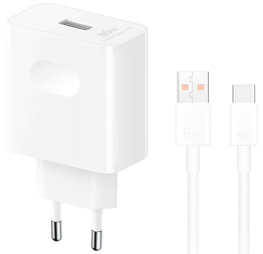 Honor Netzladegerät mit USB-C-Kabel, 80W, 1 x USB-A, Weiß