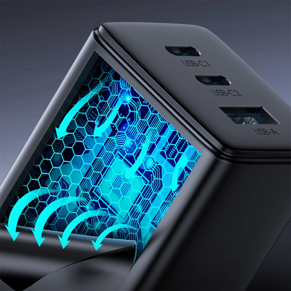Netzladegerät mit USB-C Kabel Joyroom TCG01, 65W, 3.25A, 1 x USB-A - 2 x USB-C, Schwarz