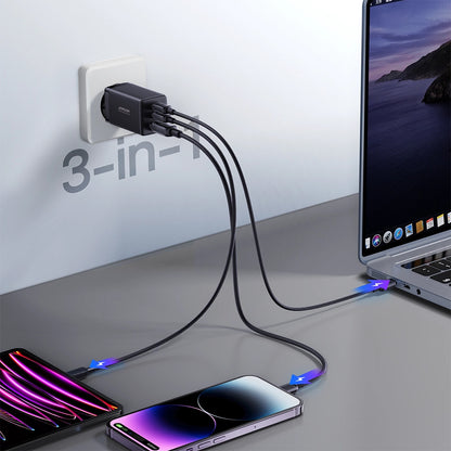 Netzladegerät mit USB-C Kabel Joyroom TCG01, 65W, 3.25A, 1 x USB-A - 2 x USB-C, Schwarz