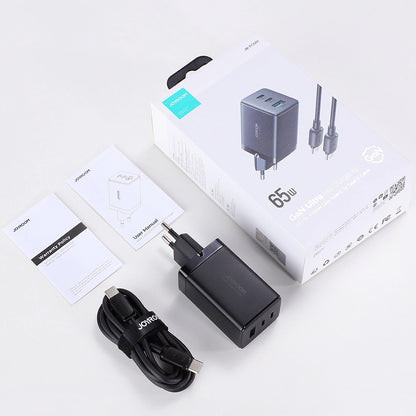 Netzladegerät mit USB-C Kabel Joyroom TCG01, 65W, 3.25A, 1 x USB-A - 2 x USB-C, Schwarz