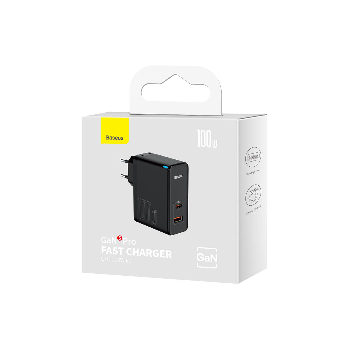 Netzladegerät mit USB-C Kabel Baseus GaN5 Pro, 100W, 3A, 1 x USB-A - 1 x USB-C, Schwarz CCGP090201