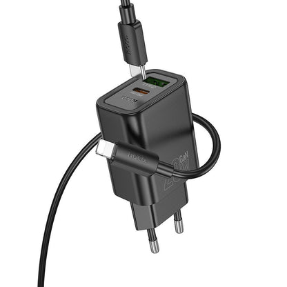 Netzladegerät mit USB-C Kabel HOCO N61, 20W, 3A, 1 x USB-A - 1 x USB-C, Schwarz