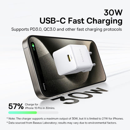 Netzladegerät mit USB-C Kabel Baseus Palm, 30W, 3A, 1 x USB-C, Weiß P10111605213-01