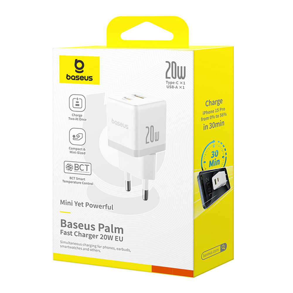 Netzladegerät mit USB-C Kabel Baseus Palm, 20W, 3A, 1 x USB-A - 1 x USB-C, Weiß P10111608213-01