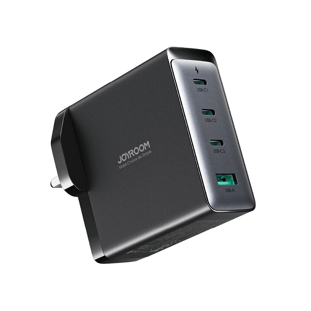 Network Charger with USB-C Cable Joyroom JR-TCG05UK, 140W, 5A, 1 x USB-A - 3 x USB-C, UK, Black