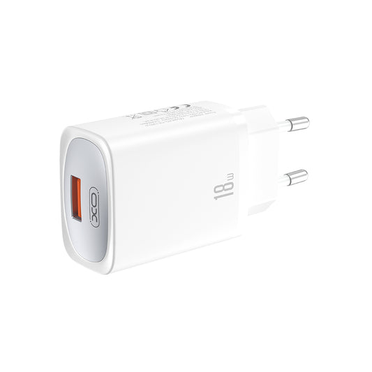 Netzladegerät mit USB-C Kabel XO Design CE19, 18W, 3A, 1 x USB-A, Weiß