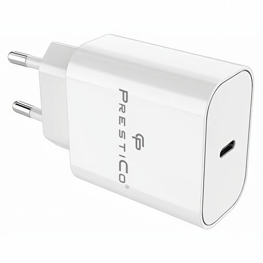 Netzladegerät mit USB-C Kabel Prestico F15S-C, 30W, 3A, 1 x USB-C, Weiß