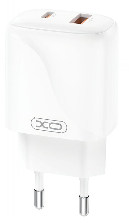Netzladegerät mit USB-C Kabel XO Design L158, 20W, 3A, 1 x USB-A - 1 x USB-C, Weiß