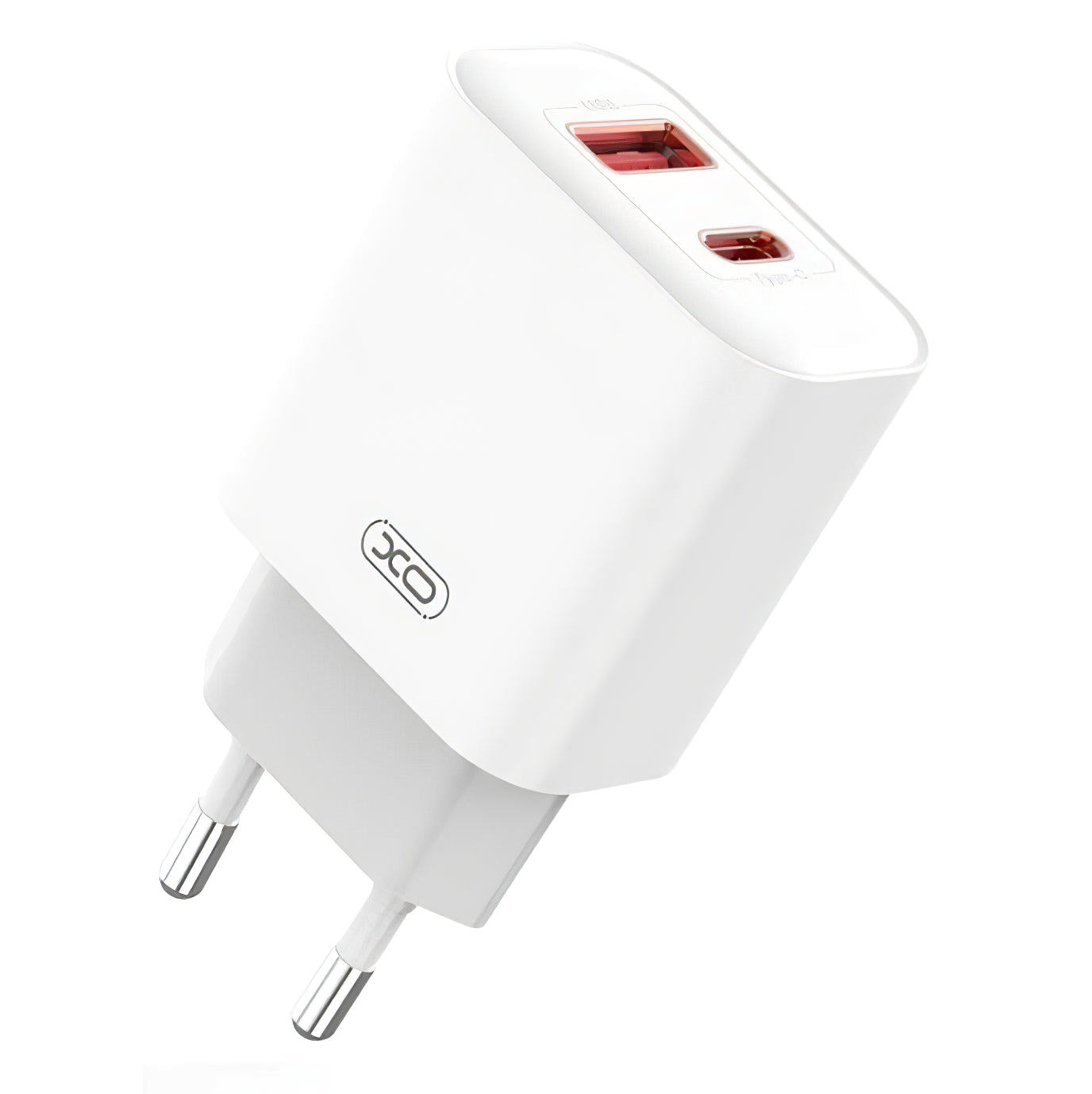 Network Charger with Lightning Cable XO Design CE12, 20W, 3A, 1 x USB-A - 1 x USB-C, White 