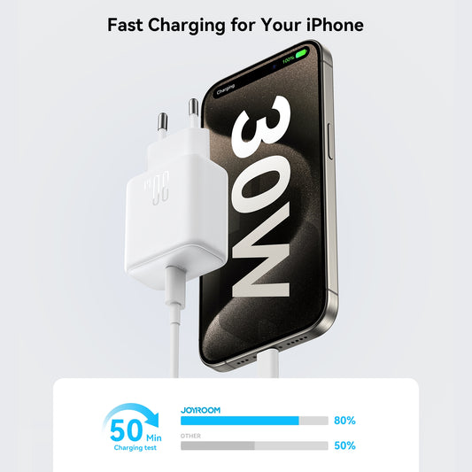 Netzladegerät mit USB-C Kabel Joyroom JR-TCF24, 30W, 3A, 1 x USB-C, Weiß
