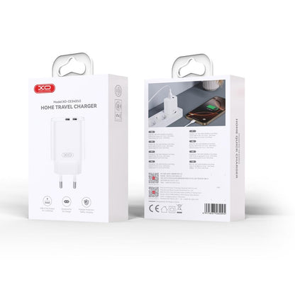 Netzladegerät mit microUSB-Kabel XO Design CE34, 12W, 2.4A, 2 x USB-A, Weiß