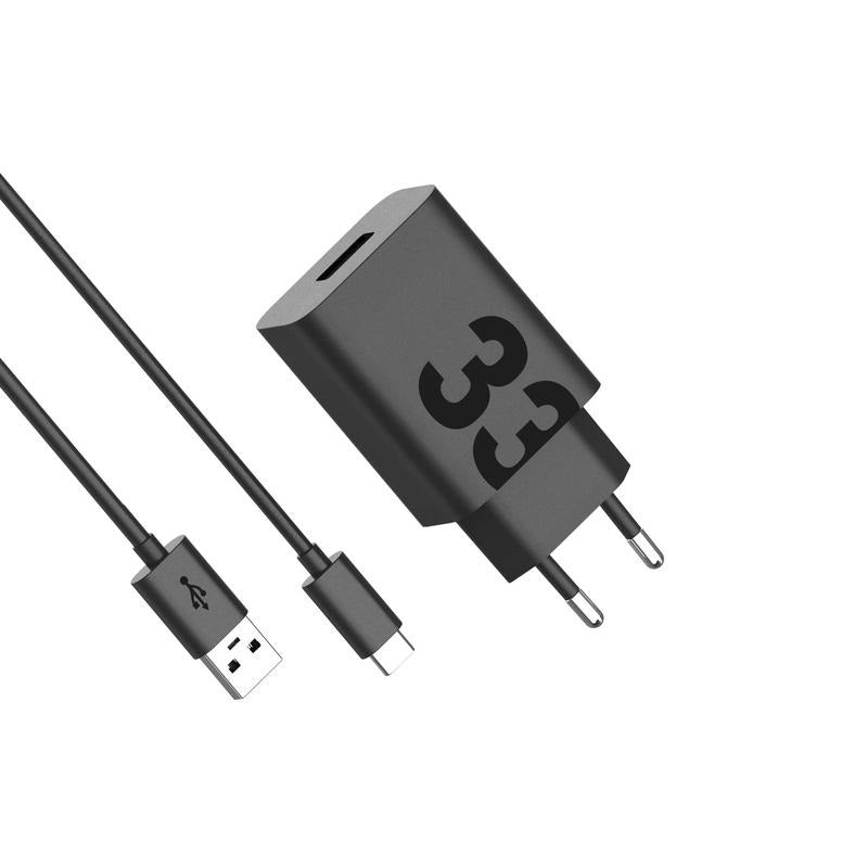 Motorola Netzladegerät mit USB-C Kabel, 33W, 3A, 1 x USB-A, Schwarz PG38C06448