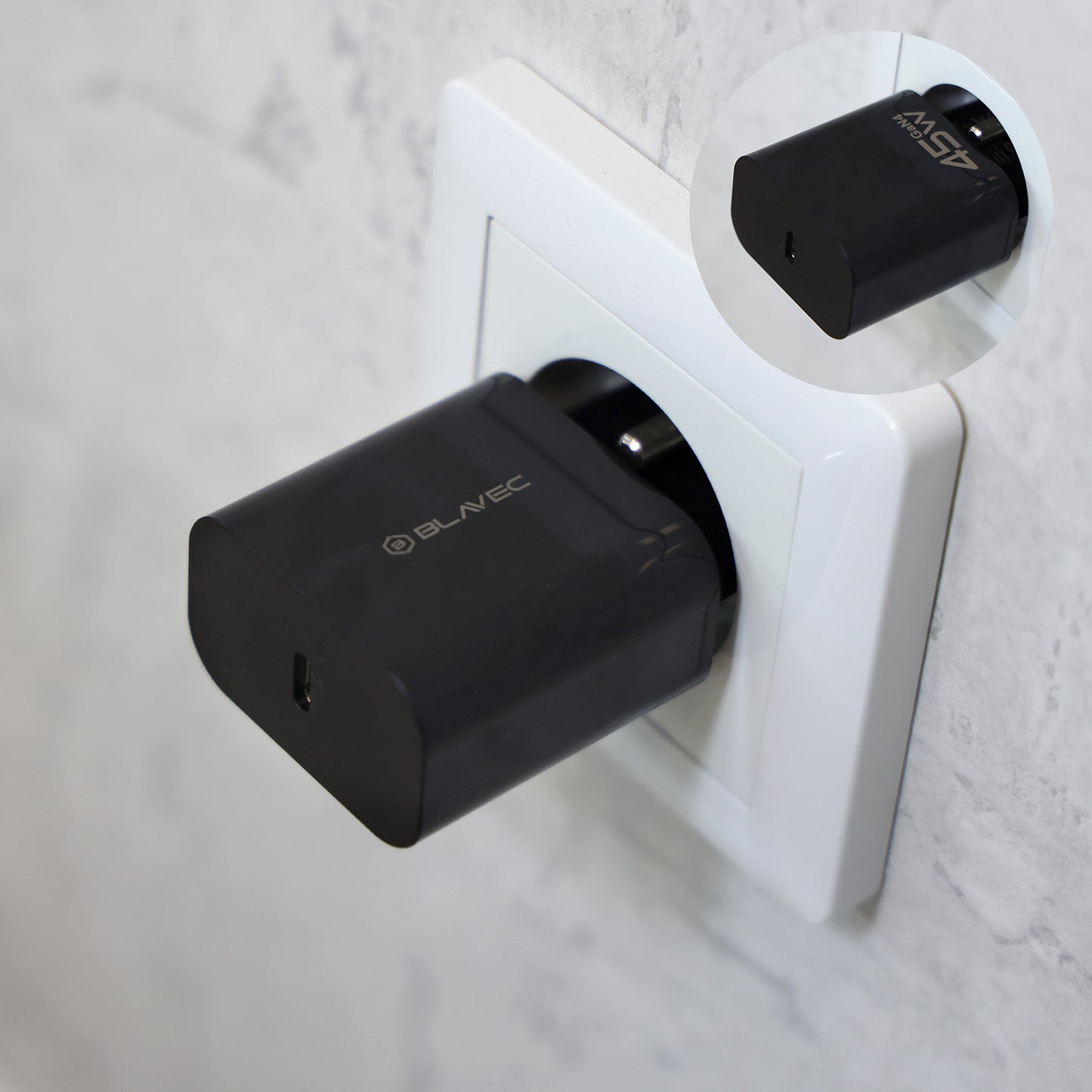 Netzladegerät mit USB-C Kabel Blavec BC-7, 45W, 3A, 1 x USB-C, Schwarz