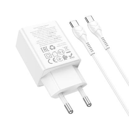 Netzladegerät mit USB-C Kabel HOCO N71, 30W, 3A, 1 x USB-A - 1 x USB-C, Weiß