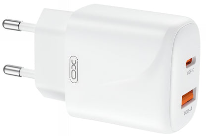 Netzladegerät mit USB-C Kabel XO Design L158, 20W, 3A, 1 x USB-A - 1 x USB-C, Weiß