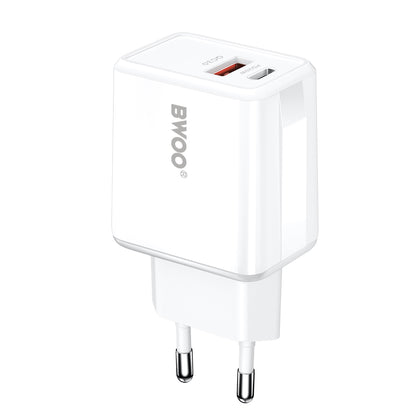 Netzladegerät mit USB-C Kabel BWOO CDA182, 38W, 3A, 1 x USB-A - 1 x USB-C, Weiß