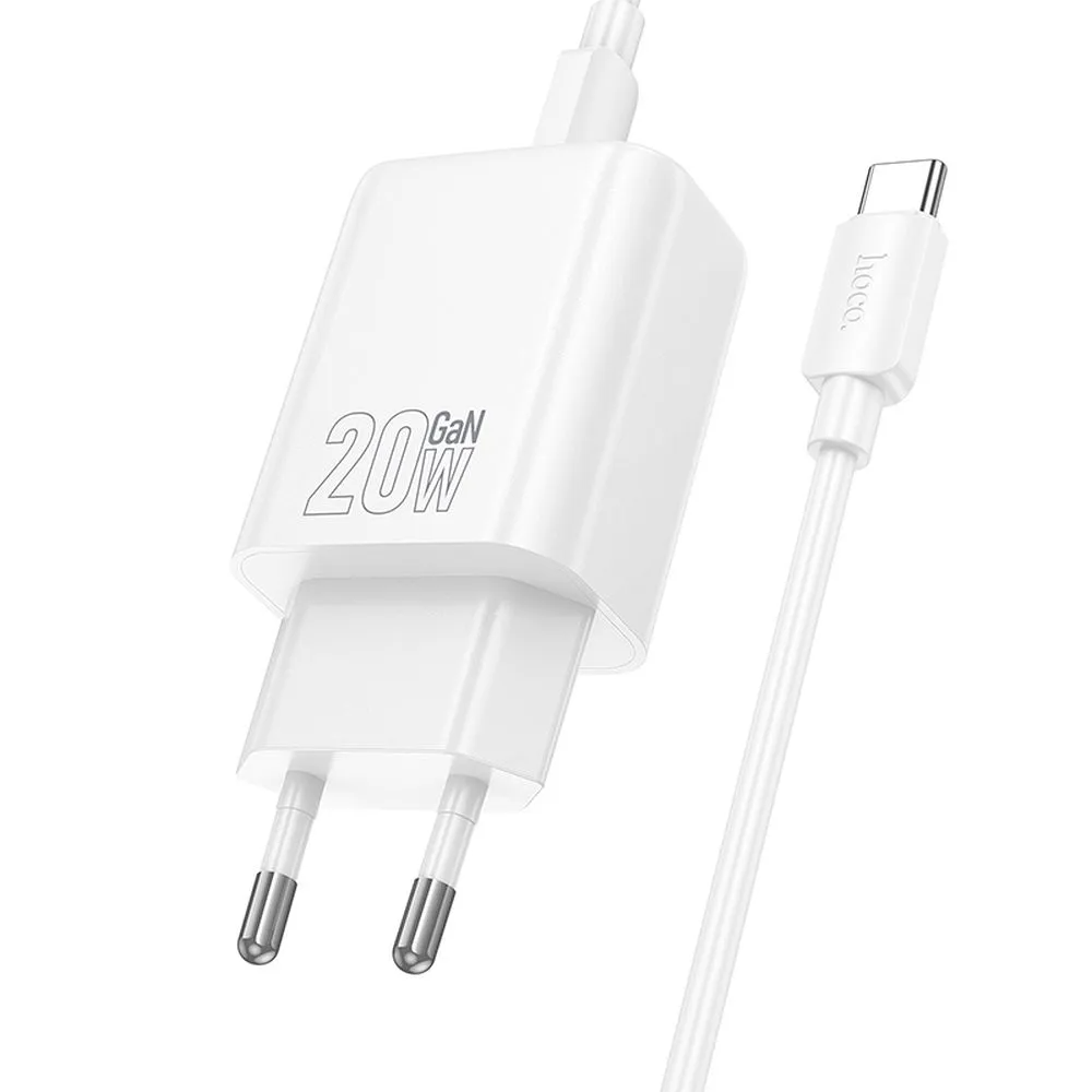 Netzladegerät mit Lightning-Kabel HOCO N60, 20W, 3A, 1 x USB-C, Weiß