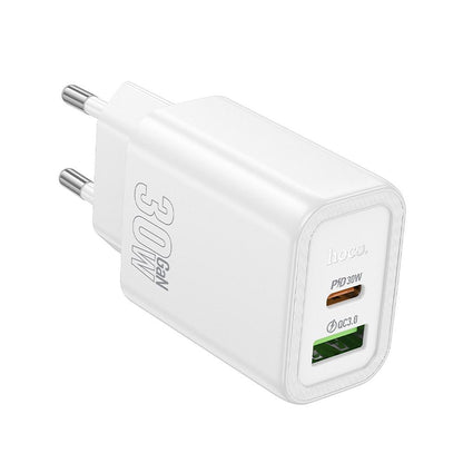 Netzladegerät HOCO N63, 30W, 3A, 1 x USB-A - 1 x USB-C, Weiß