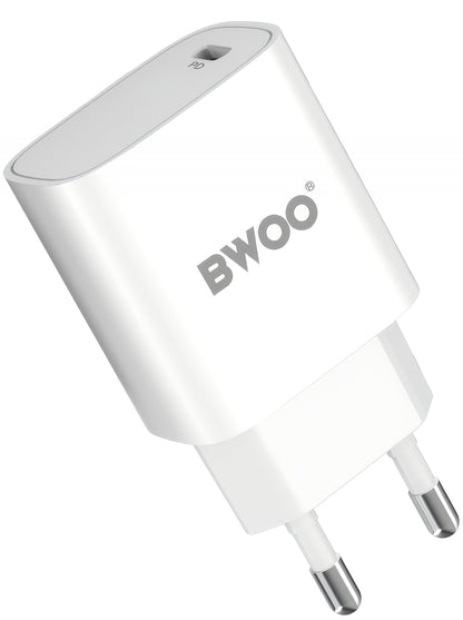 Netzladegerät mit Lightning-Kabel BWOO CDA159, 20W, 3A, 1 x USB-C, Weiß