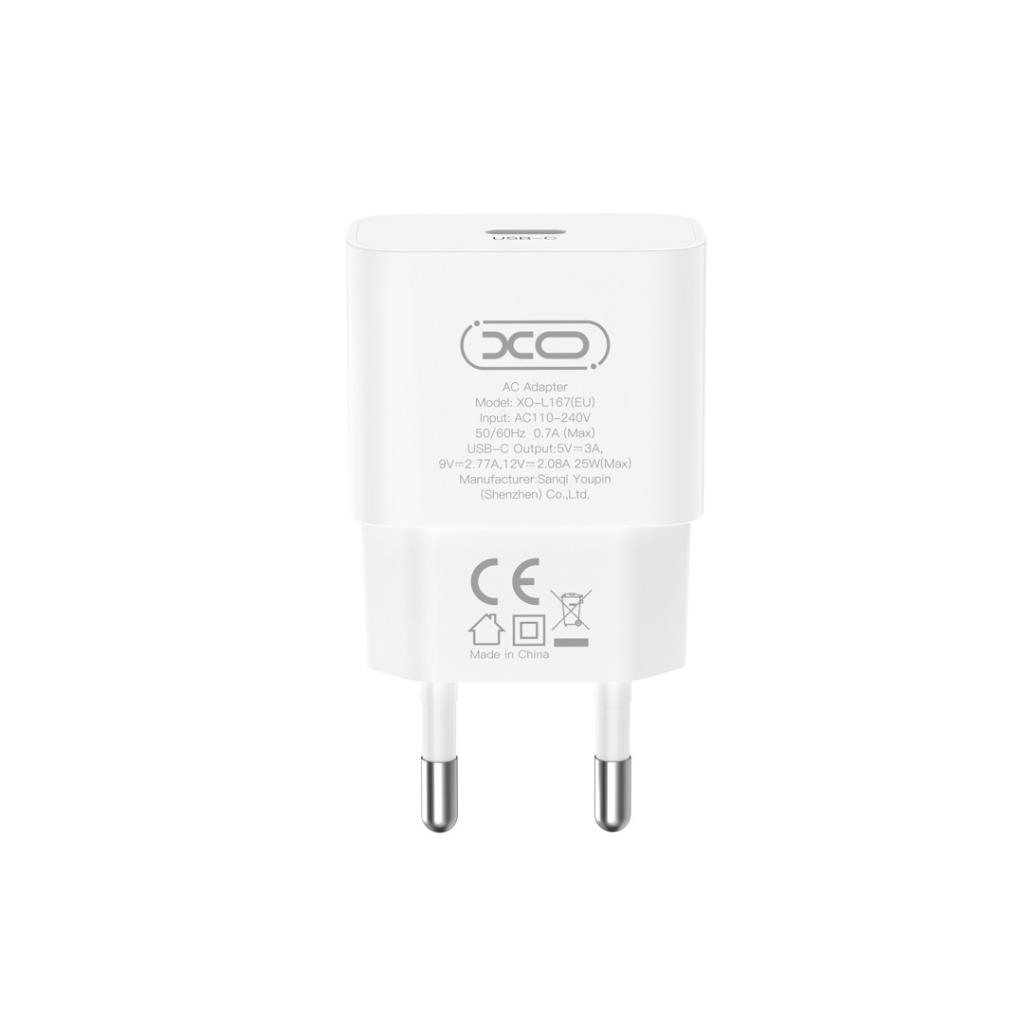 Netzteil mit Lightning-Kabel XO Design L167, 25W, 3A, 1 x USB-C, Weiß