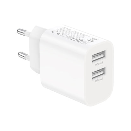 XO Design CE55 Netzladegerät mit Lightning-Kabel, 12 W, 2,4 A, 2 x USB-A, Weiß