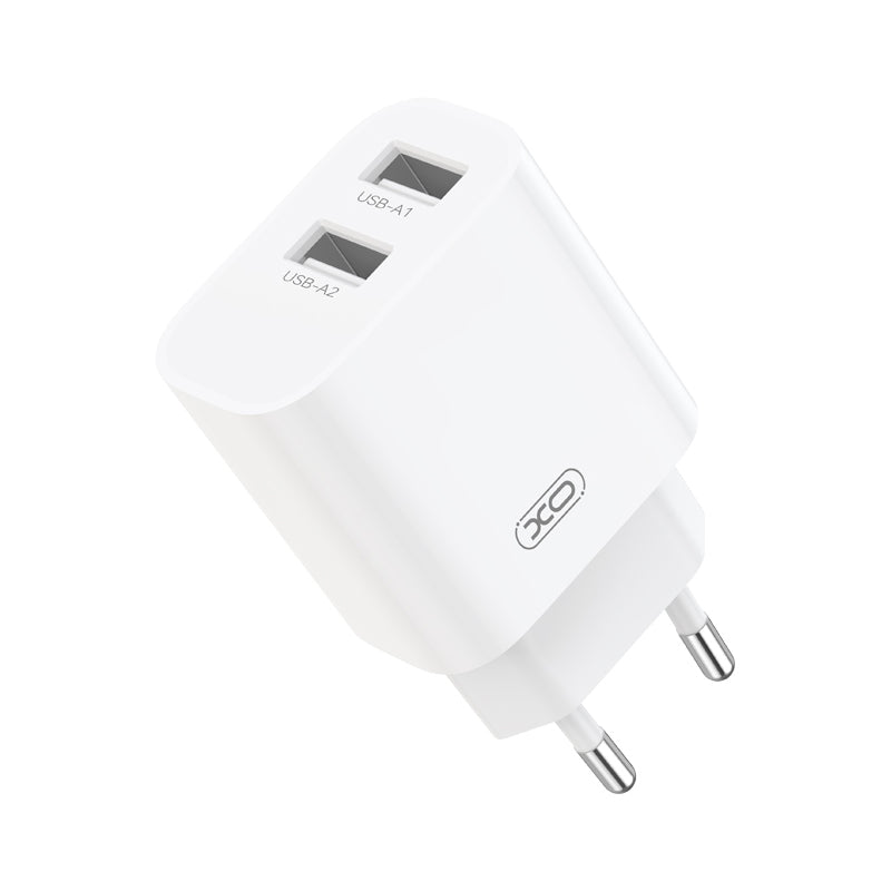 XO Design CE55 Netzladegerät mit Lightning-Kabel, 12 W, 2,4 A, 2 x USB-A, Weiß