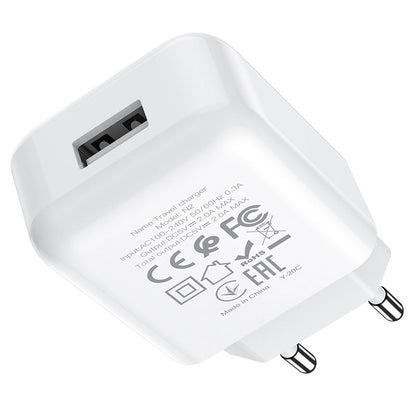 Netzladegerät mit Lightning-Kabel HOCO N2, 10W, 2A, 1 x USB-A, Weiß