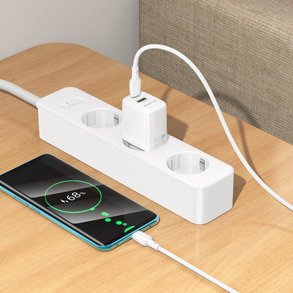 Netzladegerät mit USB-C Kabel Borofone BN27 Fuente, 20W, 3A, 1 x USB-A - 1 x USB-C, Weiß