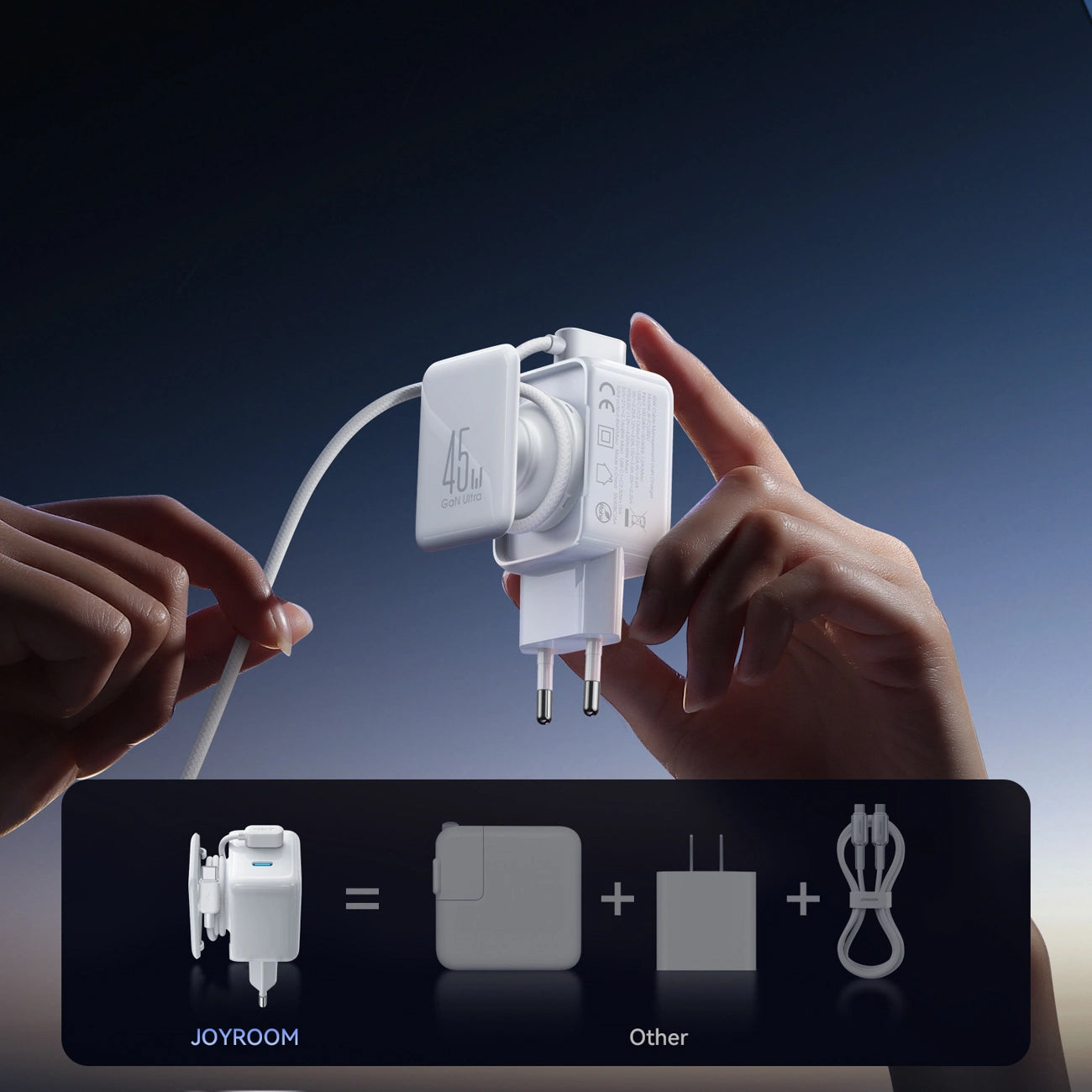 Netzladegerät mit USB-C Kabel Joyroom JR-TCL05, 45W, 3A, 2 x USB-C, Weiß