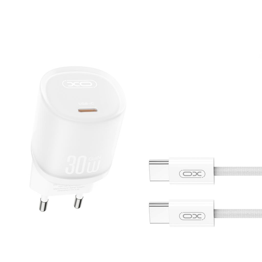 Netzladegerät mit USB-C Kabel XO Design L150, 30W, 3A, 1 x USB-C, Weiß