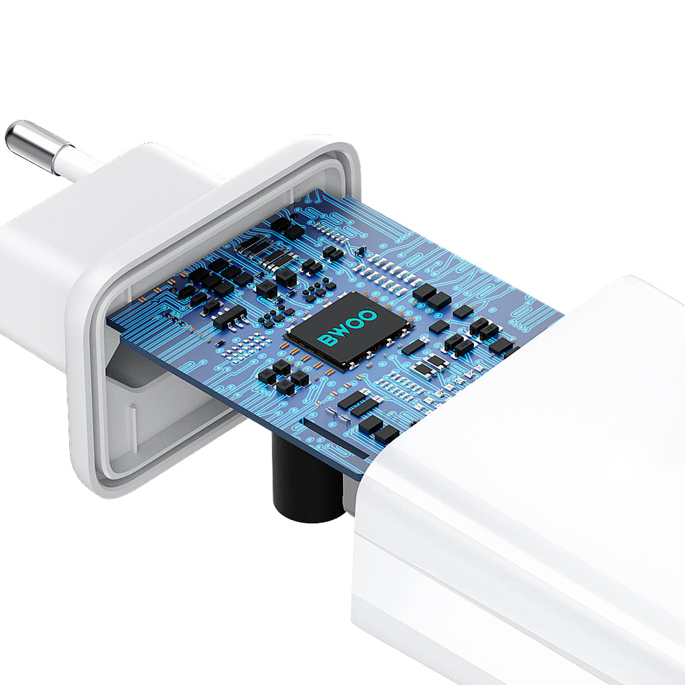 Netzladegerät mit USB-C Kabel BWOO CDA182, 38W, 3A, 1 x USB-A - 1 x USB-C, Weiß