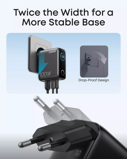 Anker Smart Display USB-C Netzladegerät, 100W, 5A, 1 x USB-A - 2 x USB-C, Grau, Wiederaufbereitet B121BGZ1