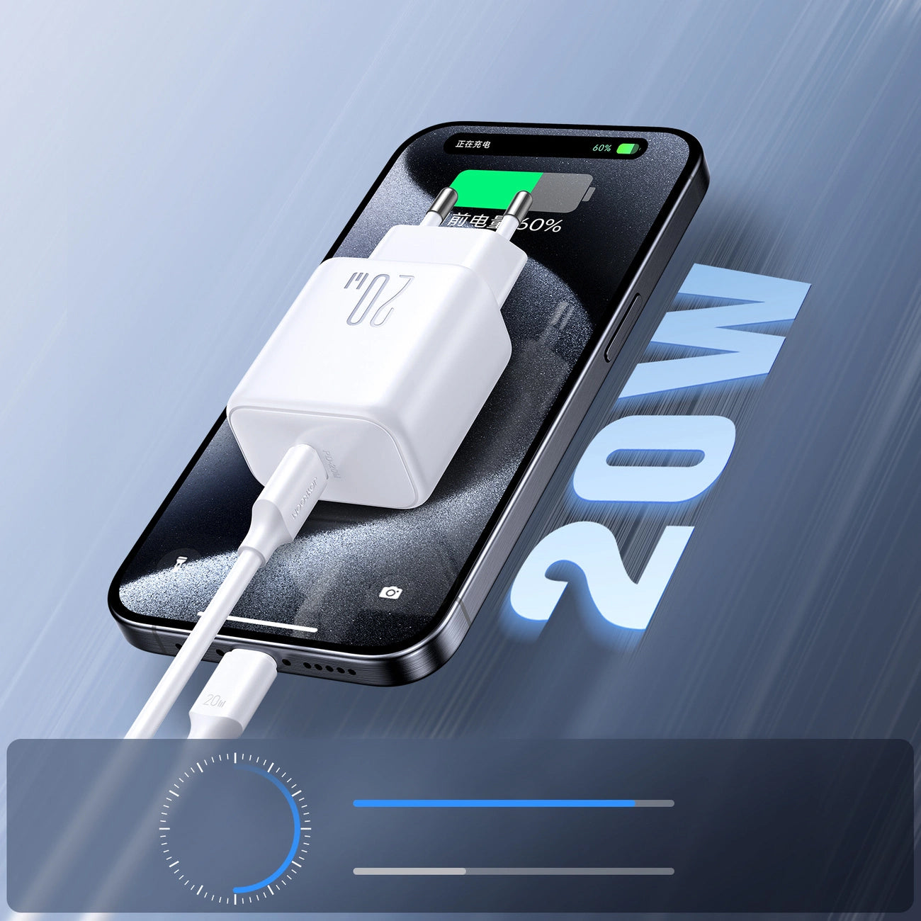 Netzladegerät mit USB-C Kabel Joyroom JR-TCF20, 20W, 3A, 1 x USB-C, Weiß