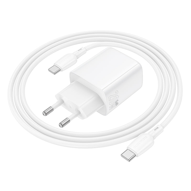 Netzladegerät mit USB-C Kabel Borofone BN27 Fuente, 20W, 3A, 1 x USB-A - 1 x USB-C, Weiß