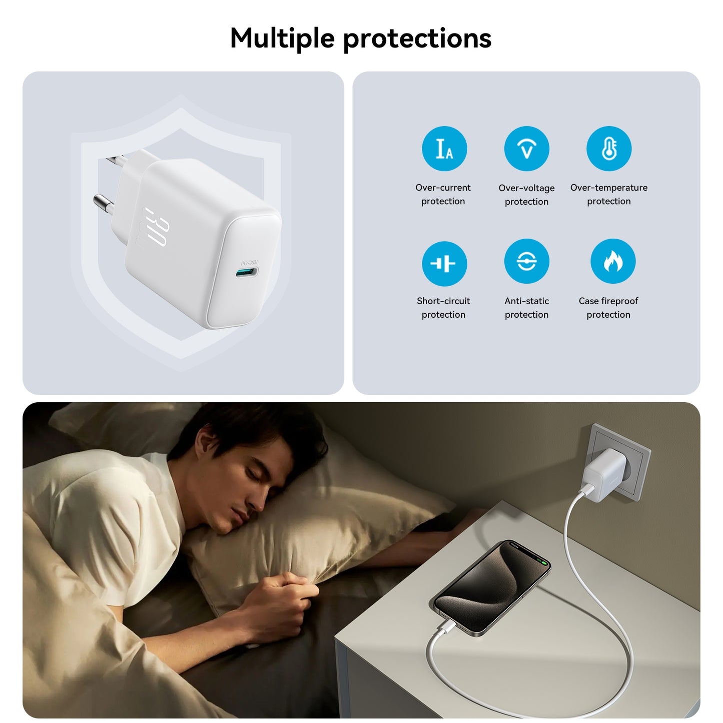 Netzladegerät mit USB-C Kabel Joyroom JR-TCF24, 30W, 3A, 1 x USB-C, Weiß