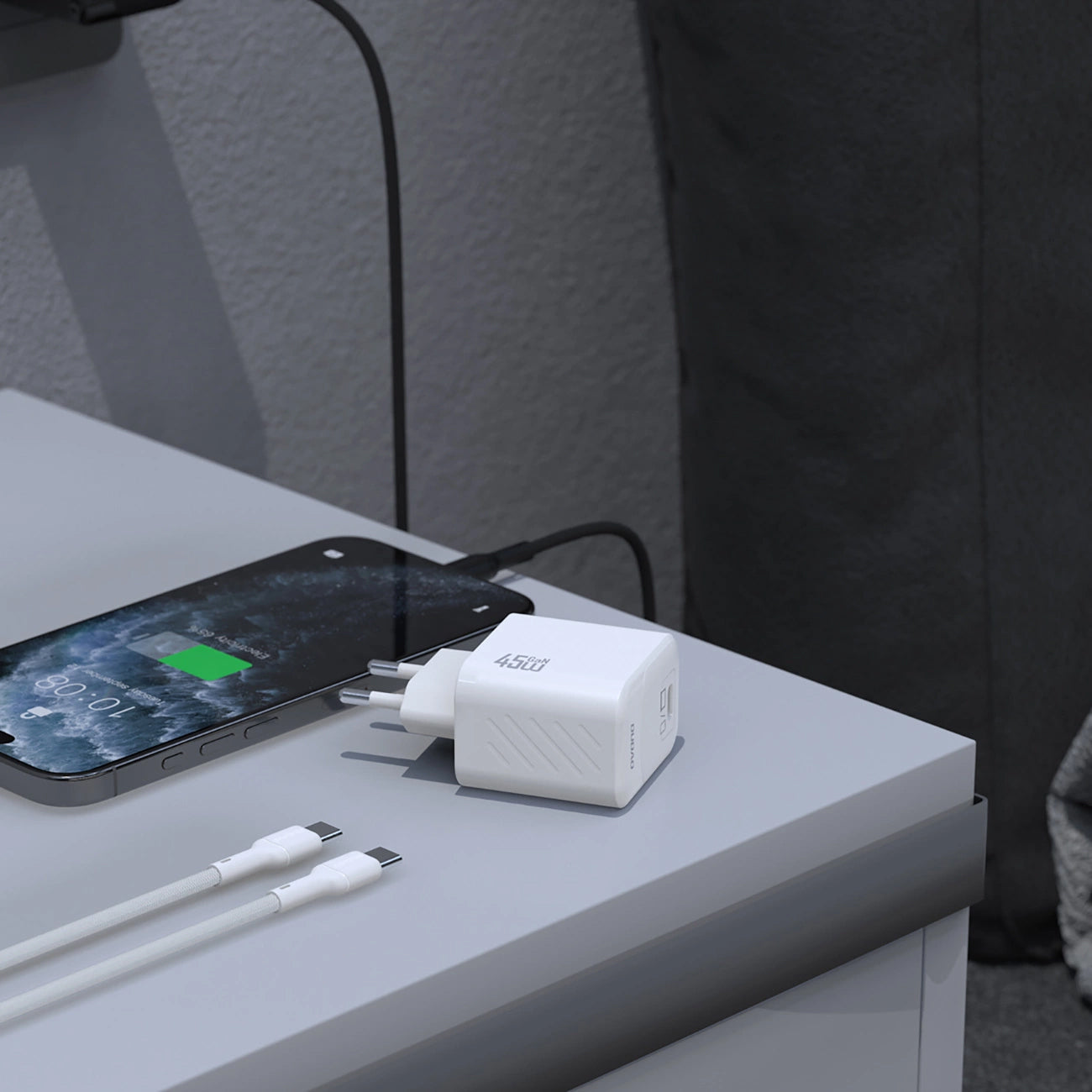 Netzladegerät mit USB-C Kabel Dudao A28C, 45W, 3A, 1 x USB-C, Weiß