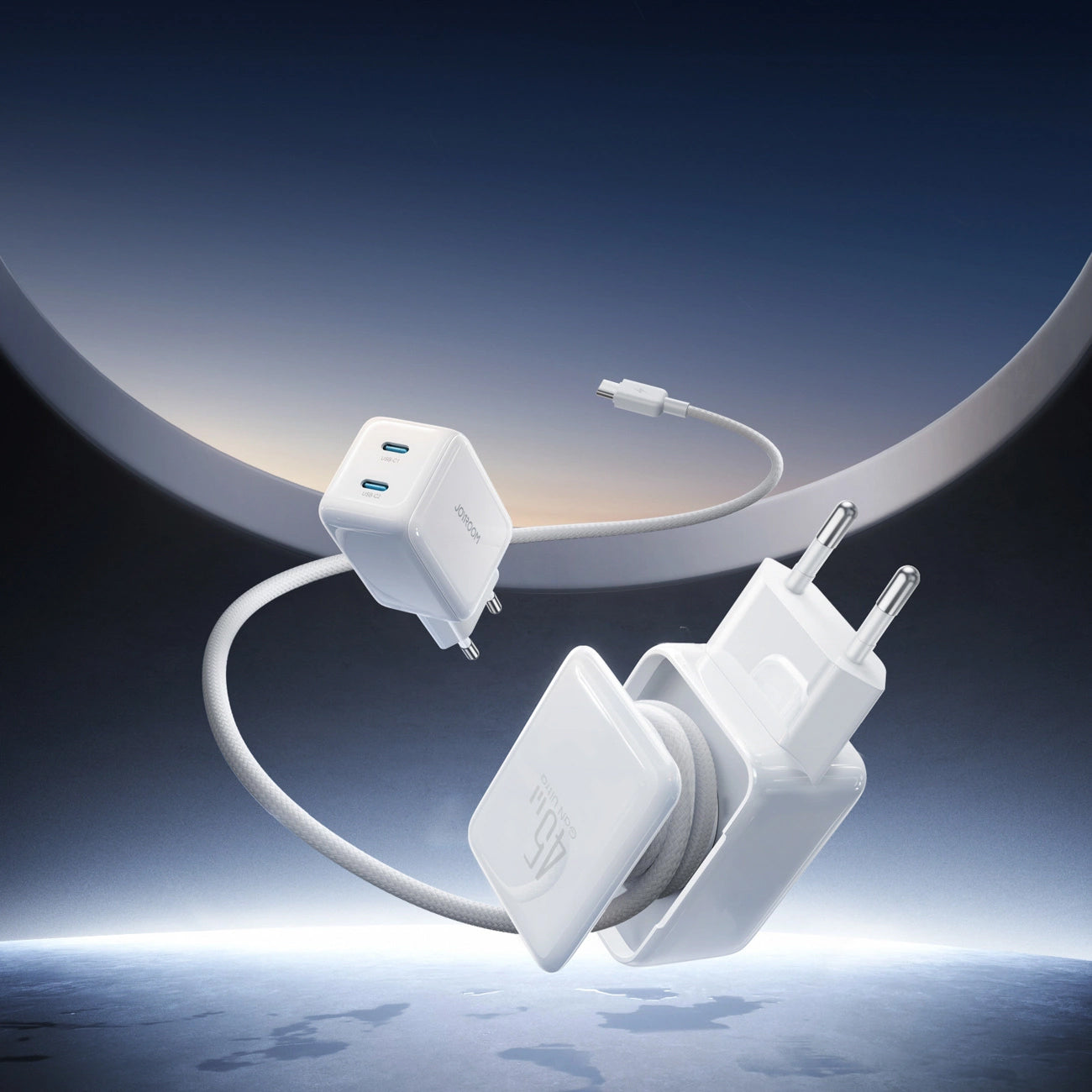 Netzladegerät mit USB-C Kabel Joyroom JR-TCL05, 45W, 3A, 2 x USB-C, Weiß
