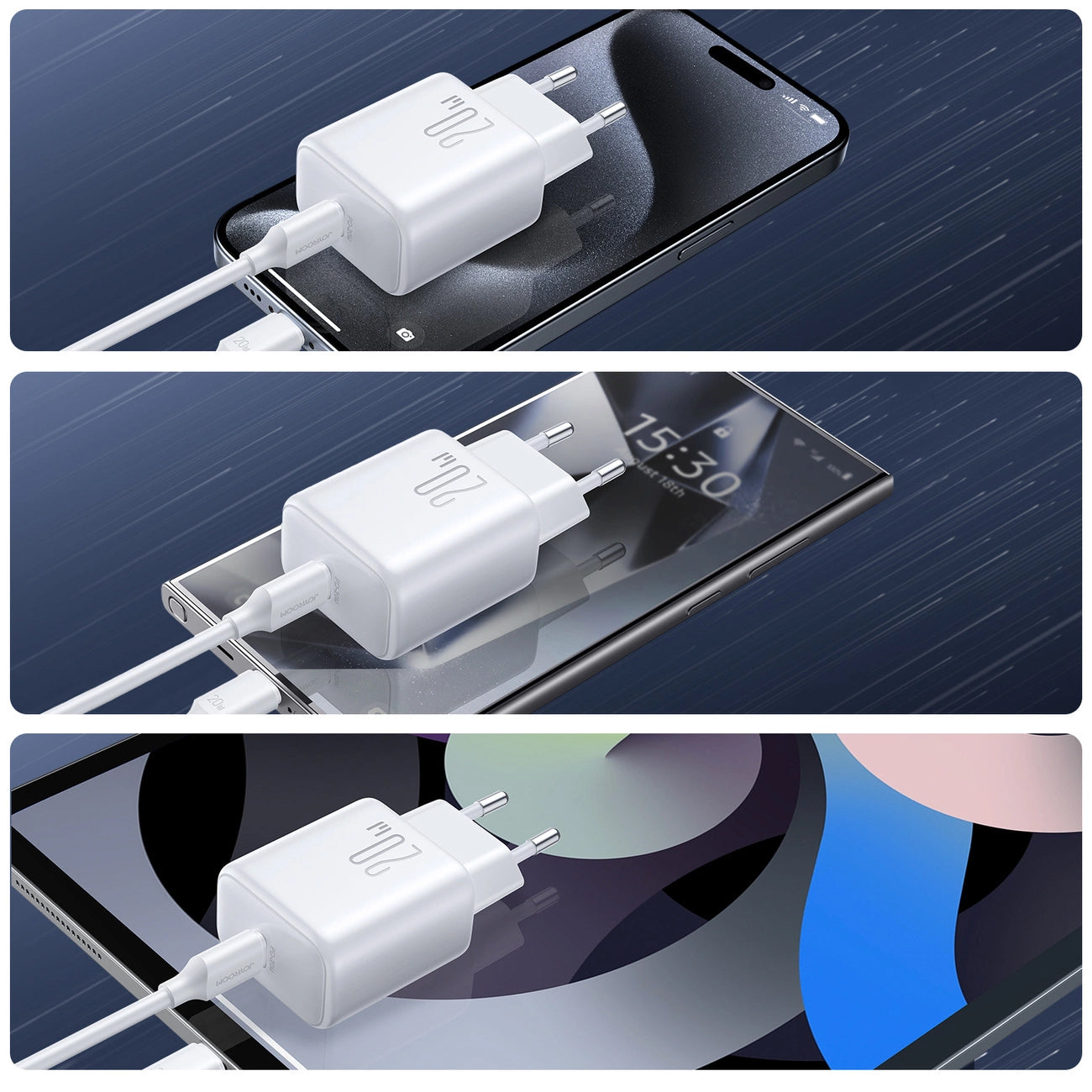 Netzladegerät mit USB-C Kabel Joyroom JR-TCF20, 20W, 3A, 1 x USB-C, Weiß