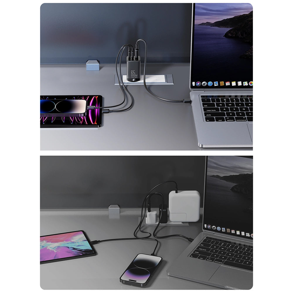 Netzladegerät mit USB-C Kabel Joyroom TCG01, 65W, 3.25A, 1 x USB-A - 2 x USB-C, Schwarz