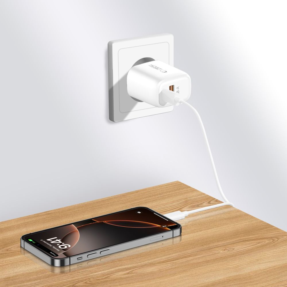 Netzteil mit Lightning-Kabel Tech-Protect NCA20, 20W, 3A, 1 x USB-A - 1 x USB-C, Weiß