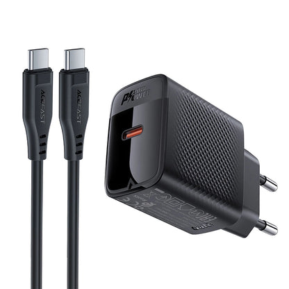 Netzladegerät mit USB-C Kabel Acefast A82, 20W, 3A, 1 x USB-C, Schwarz