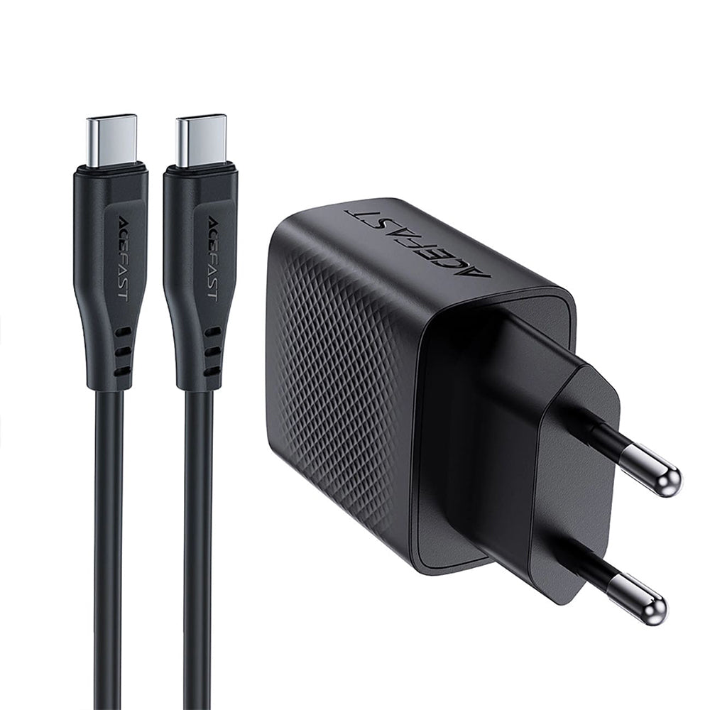 Netzladegerät mit USB-C Kabel Acefast A82, 20W, 3A, 1 x USB-C, Schwarz
