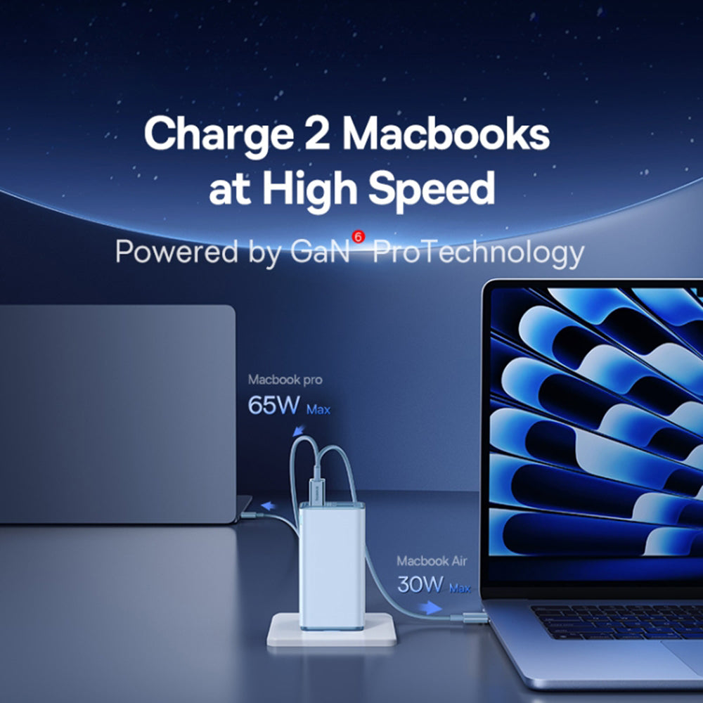 Netzladegerät mit USB-C Kabel Baseus GaN6 Pro, 100W, 3.25A, 2 x USB-A - 2 x USB-C, Blau P10162705312-00